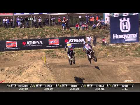 Valentin Guillod passes Benoit Paturel and Pauls Jonass MXGP of Czech Republic 2015 - motocross