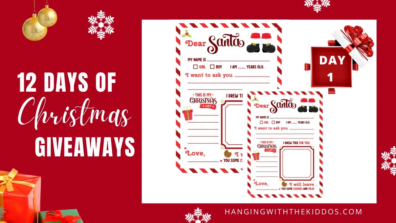 12 Days of Christmas Giveaways| Day 1 Free Letter to Santa Printable ￼