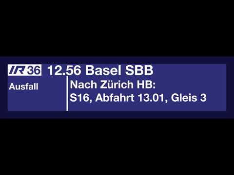 SBB Ansage - Ausfallmeldung IR36 nach Basel SBB in Zürich Flughafen (De, En)