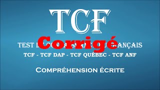 【TCF blanc 2016-2017】 Corrigé de la Compréhension écrite du TCF