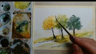 Paint Spring Trees in Watercolor - Beginner Friendly