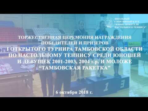 Торжественная церемония награждения  Открытый турнир Тамбовской области по настольному теннису Тамбо