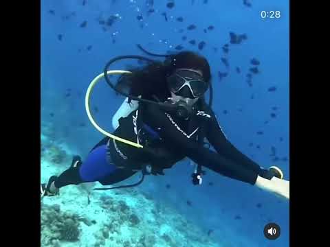 Heroine Pranitha diving in Maldives Beach