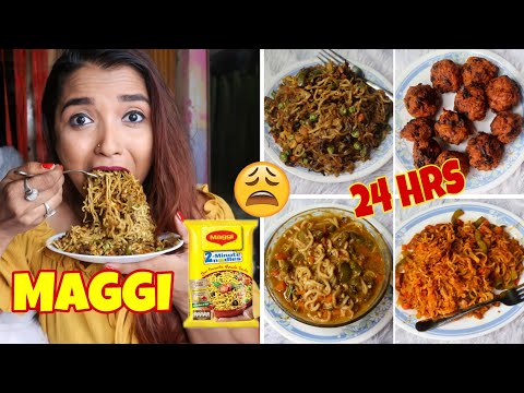 I Ate MAGGI For 24 HOURS CHALLENGE - Made Viral MAGGI RECIPES - INSTANT FOOD Challenge INDIA