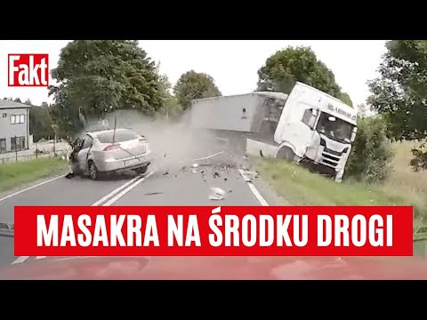 PRZERAŻAJĄCE nagranie! TRAGEDIA POD OLSZTYNEM na drodze auta zderzyły się CZOŁOWO | FAKT