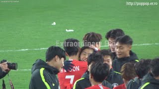 Son Heung-min hugging Lee Kang-in after the match 20190322 South Korea vs Bolivia