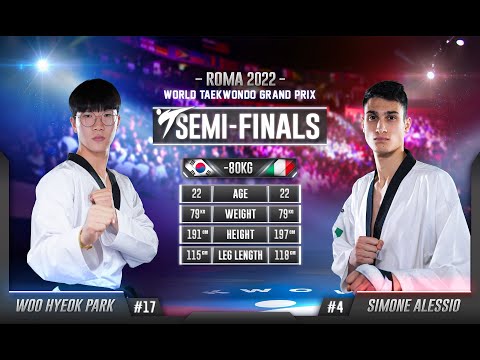 220 M-80kg SF PARK Woo hyeok KOR 🔵 vs 🔴 ALESSIO Simone ITA I Rome 2022 World Taekwondo GP