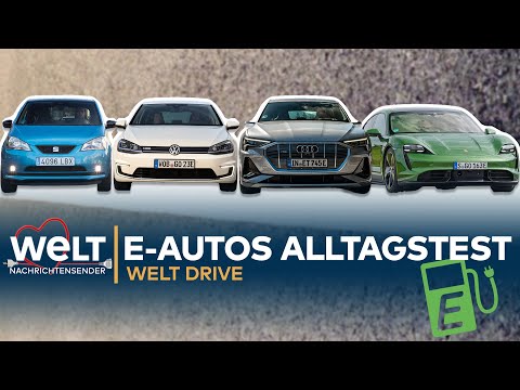 ELEKTROAUTOS im Alltagstest: Seat Mii vs e-Golf vs Audi e-tron vs Porsche Taycan | WELT DRIVE