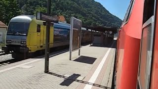 preview picture of video 'Germany: Immenstadt, DB Railways Class 218 Rabbit propels a Munich Regio passenger service'
