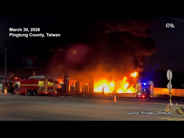 Fire breaks out at Pingtung gas station