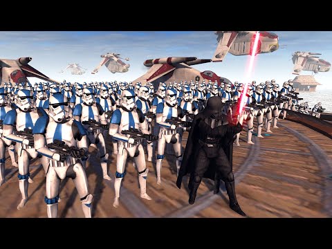 Vader's 501st Army Lands on Kashyyyk Platforms... - Men of War: Star Wars Mod Battle Simulator