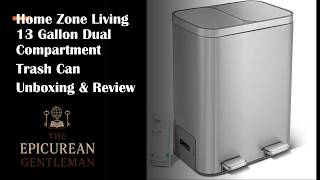 Home Zone Living 13 Gallon Dual Compartment Step Trash Can Unboxing and Review