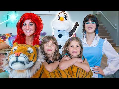Ariel and ELSA Play HIDE and SEEK with Belle, Olaf, Kate & Lilly!