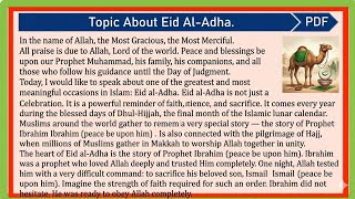 Topic About Eid Al Adha | English To Somali 