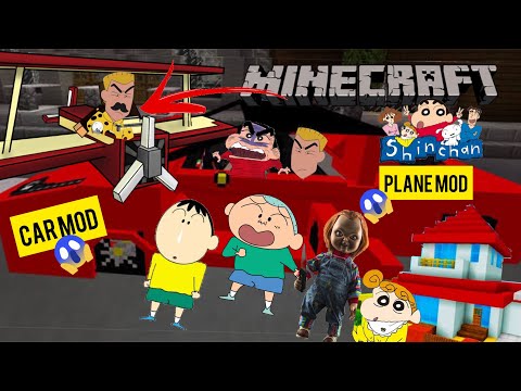 Gaming With Demon - Shinchan and his friends made a Car and a Plane In Minecraft Survival Series Mod | Minecraft Mod