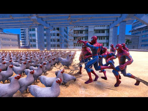 1000x Chicken vs 10x Spiderman | Ultimate Epic Battle Simulator