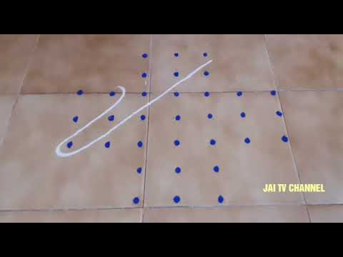 7dots × 3 rows beautiful kolam/straight dots kolam/mellikala muggulu/kambi,neli kolam,dots rangoli