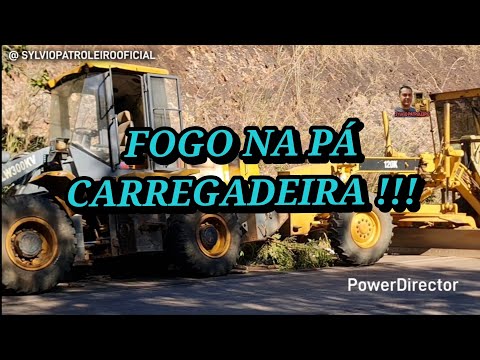 FOGO NA PÁ CARREGADEIRA / ACIDENTE Motoniveladora caterpillar 120k grader niveleuse patrola