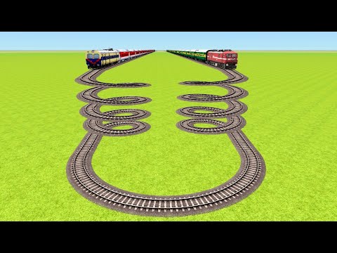 TWO TRAINS CRAZIEST DOUBLE 360° DEGREE SPRING LOOPS RAILROAD CROSSED ▶️ Train Simulator | CrazyRails