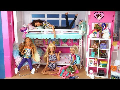 Barbie Unicorn Bedroom Morning routine - Packing for Summer Sleepaway Camp