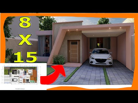 8x15 House Plan ONE Floor with 3 BEDROOMS Facades of Modern Houses