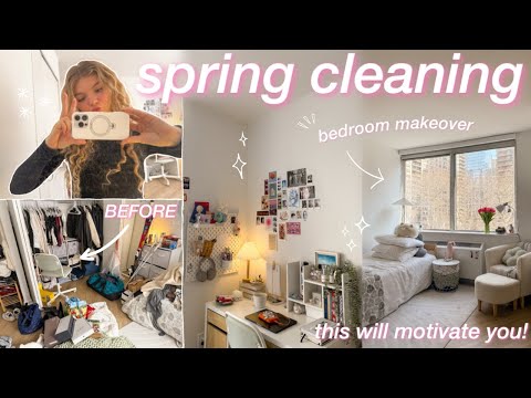 DEEP CLEAN WITH ME! closet cleanout & bedroom makeover 🫧 productive spring cleaning vlog 2025