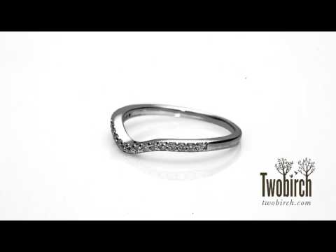 0.16 ct. Twenty-One Stone Dainty Contour Wedding Band - TwoBirch  TB-CR-0110-WG-C