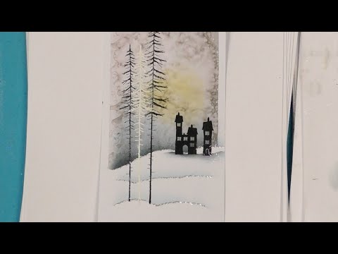 Small Dwellings in a Snow Scene - A Lavinia Stamps Tutorial