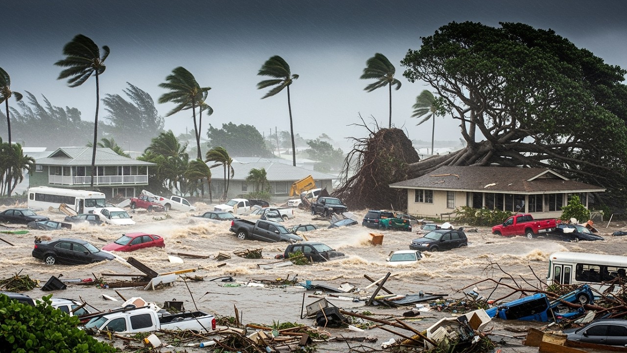 Video thumbnail for Rare Kona Storm Pummels Hawaii With Historic Flooding and Mudslides