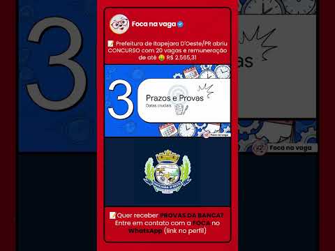 PROCESSO SELETIVO DA PREFEITURA DE ITAPEJARA D'OESTE/PR: EDITAL PUBLICADO NO SUDOESTE PARANAENSE!