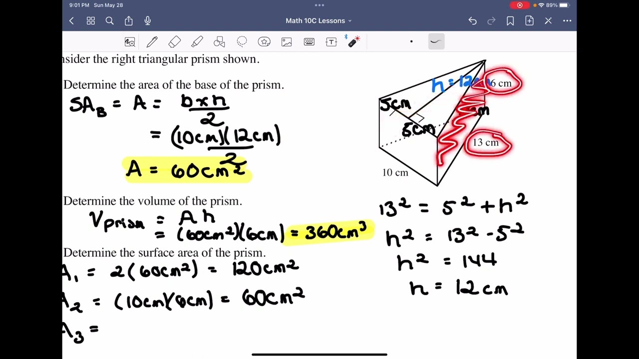 Math 10C Unit 7 Measurement L7: SA and V of Prisms and Cylinders