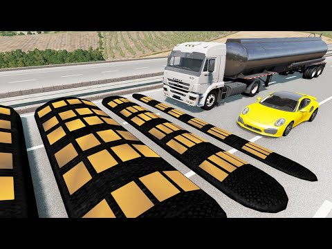 Cars vs Growing Speed Bumps - BeamNG.Drive