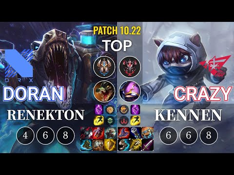 DRX Doran Renekton vs RW Crazy Kennen Top - KR Patch 10.22