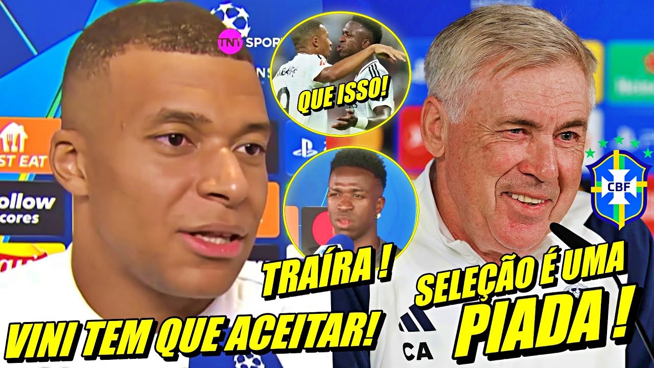NOSSA! TRAÍRAGEM DE MBAPPÉ PRA CIMA DE VINI ! ANCELOTTI DEBOCHA DA SELEÇÃO BRASILEIRA E MAIS