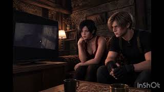 Leon and Ada watching Leon's brave figure together.