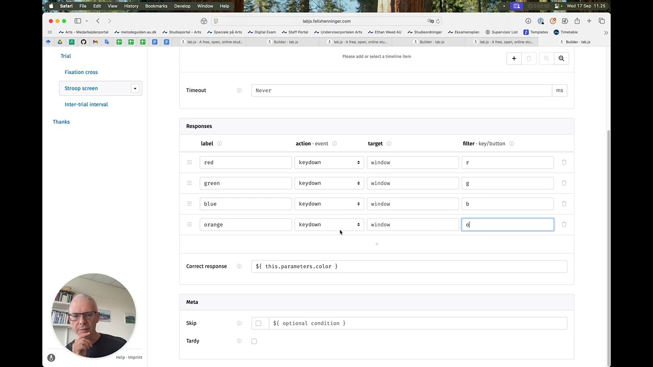 Simple variables and debugging in lab.js