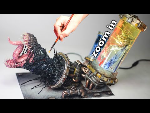 How to make Symbiote Venom T.rex Diorama out of clay / Polymer Clay / Epoxy resin