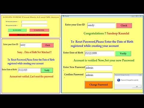 Login system in Visual basic | Reset Forgotten Password by User Verification feature in Visual Basic Video