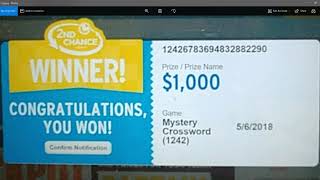 $1,000 win in the Calif 2nd chance drawing!!! -- Someone wins the 2nd chance and it was Bryce!!!