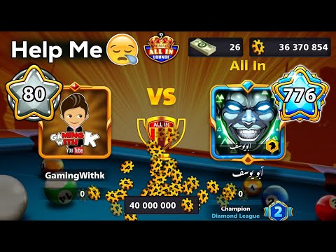 Level 80 Vs Level 776 😭 Table All in 8 ball pool + Berlin indirect Denial - GamingWithK