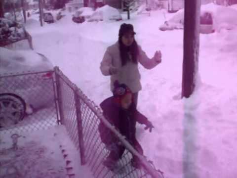 Having fun in the snow in Everett MA February 2013