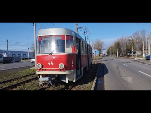 Calatorie cu tramvaiul Tatra T4D-ZR 44 intre Sinteza-Pod CFR in Oradea