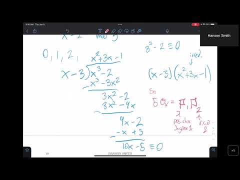 CTNT 2022 - Algebraic Number Theory (Lecture 4) - by Hanson Smith