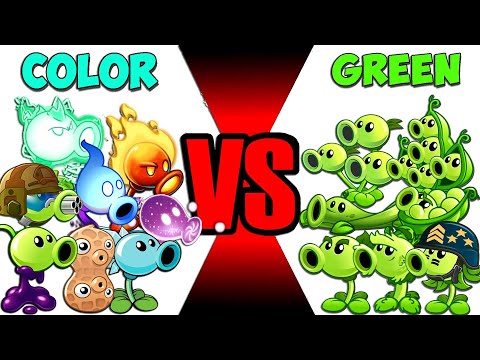 Team PEA Color vs Green - Which Team Plant Will Win? - Pvz 2 Gameplay
