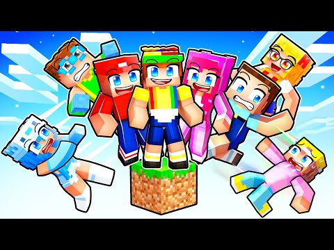 10 Friends On ONE BLOCK In Minecraft With Crazy Fan Girl!