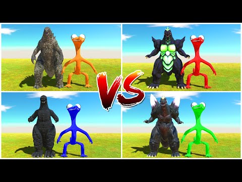 4vs4 Rainbow Friend Orange VS Godzilla - Animal Revolt Battle Simulator