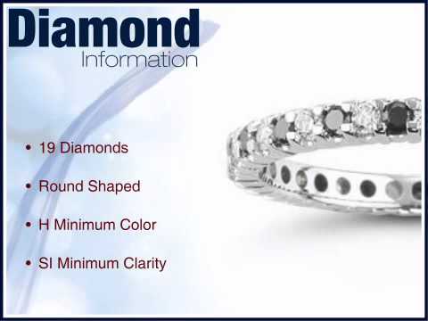 1.05 Cts Black and White Diamond Eternity Ring in 14K White Gold - Mysolitaire.com