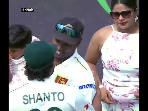 Mushfiqur Rahim & Najmul Hossain Shanto wishes Angelo Mathews on his Test retirement