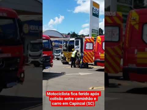Motociclista fica ferido após colisão entre caminhão e carro em Capinzal/SC