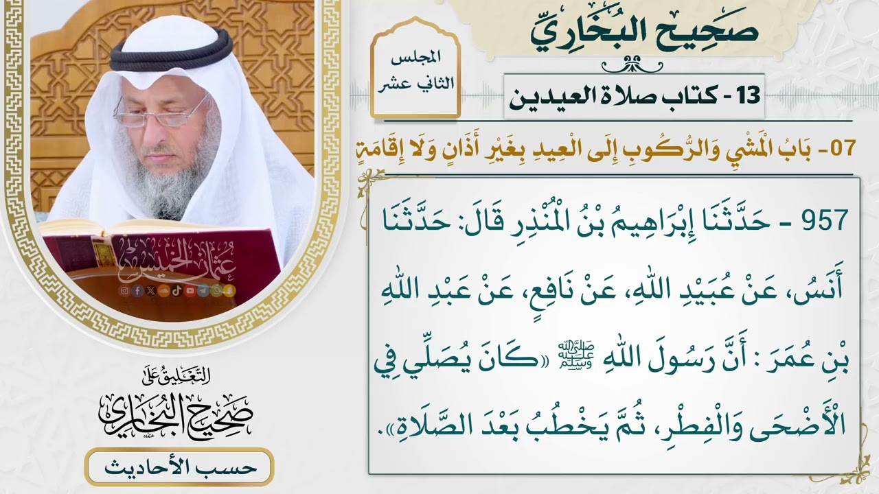 [957] حديث: أن رسول الله كان يصلي في الأضحى والفطر [[كتاب العيدين]]